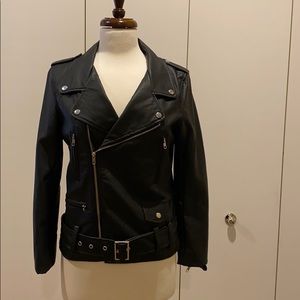Sunset and Spring black leather patched jacket
